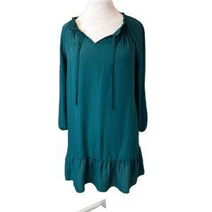 Old Navy Emerald Green Dress Womens M Smocked Sleeve Cottagecore Midi